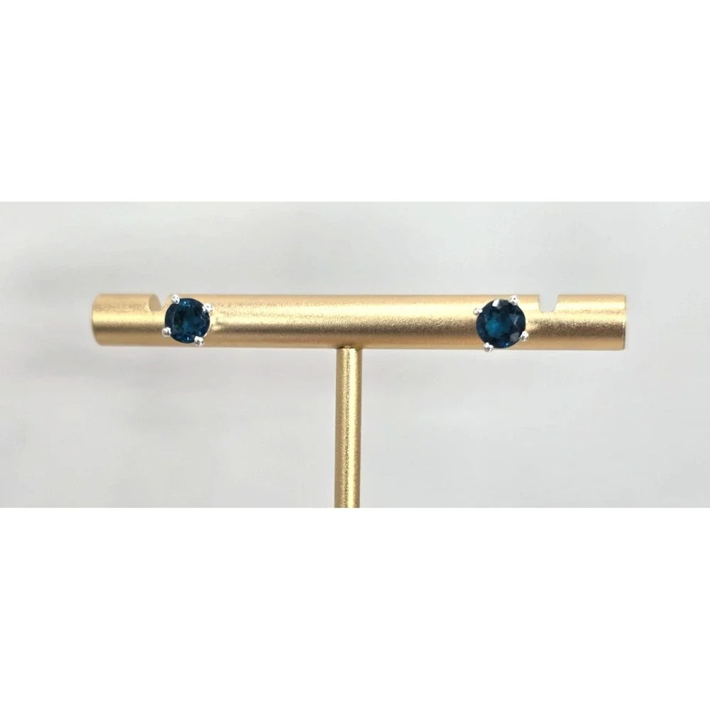 Roman Glass Teal Blue‎ Stud Earrings 5mm Round Faceted Sterling Silver 925 Posts